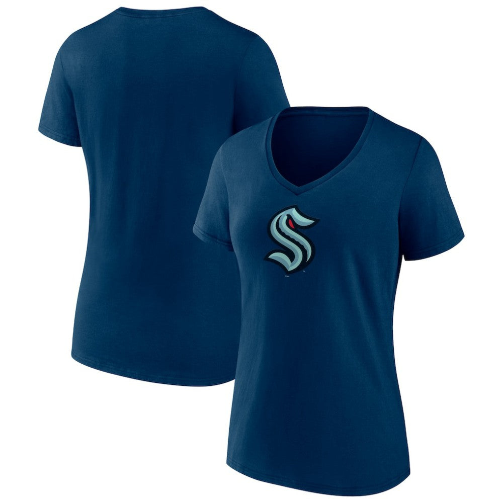 Seattle Kraken Women's Team Logo V-Neck T-Shirt Navy