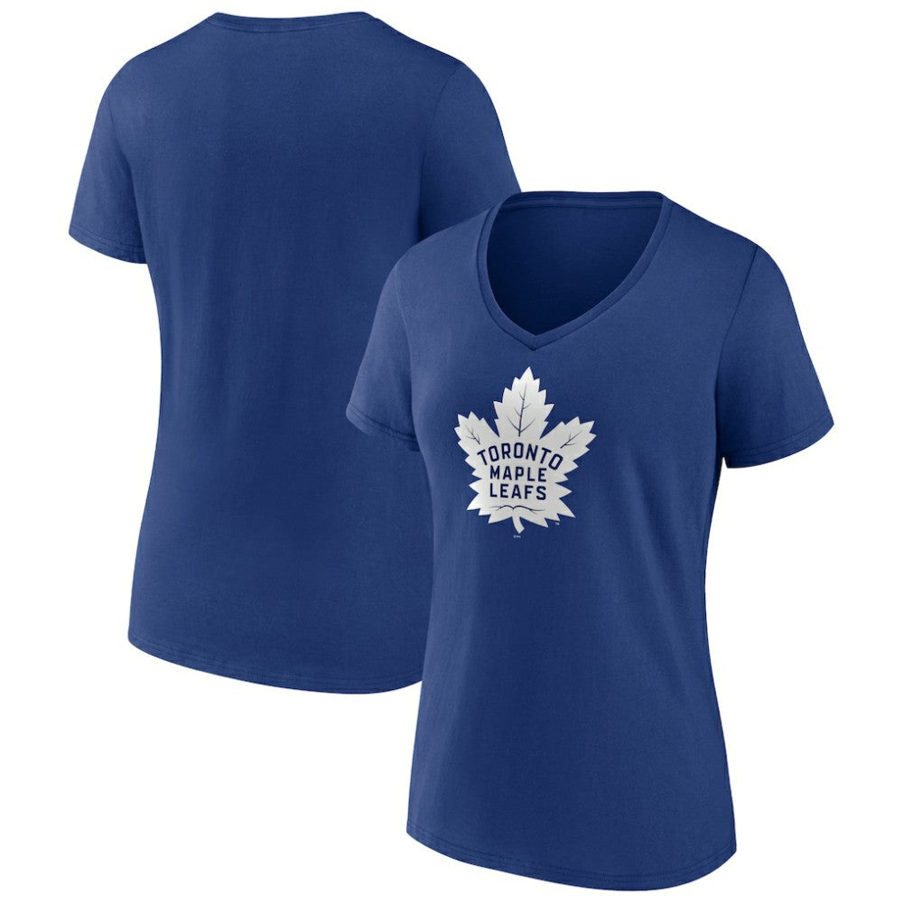 Toronto Maple Leafs - Women's Team Logo V-Neck T-Shirt Blue
