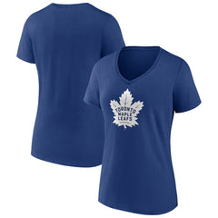 Toronto Maple Leafs - Women's Team Logo V-Neck T-Shirt Blue