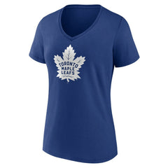 Toronto Maple Leafs - Women's Team Logo V-Neck T-Shirt Blue