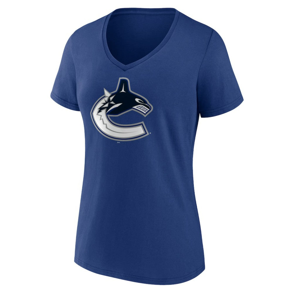 Vancouver Canucks - Women's Team Logo V-Neck T-Shirt Blue