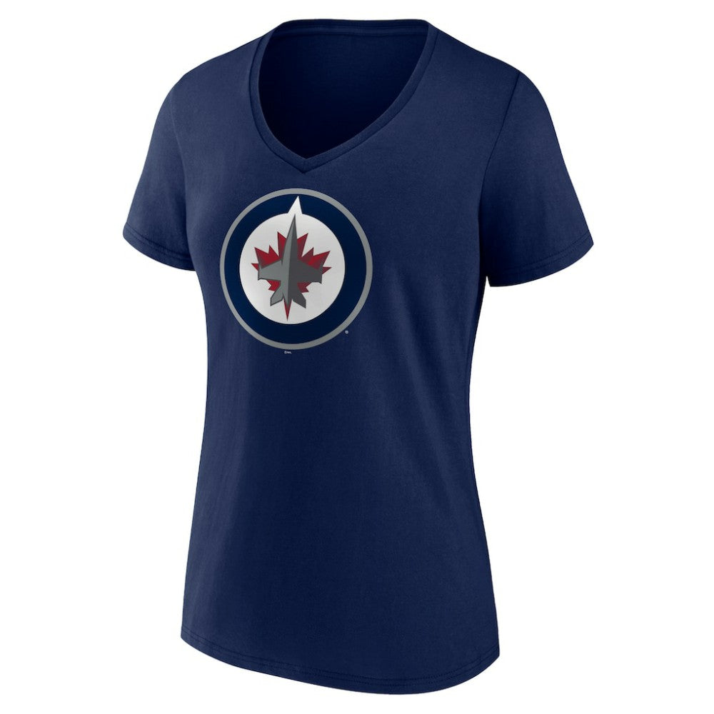 Winnipeg Jets - Women's Team Logo V-Neck T-Shirt Navy
