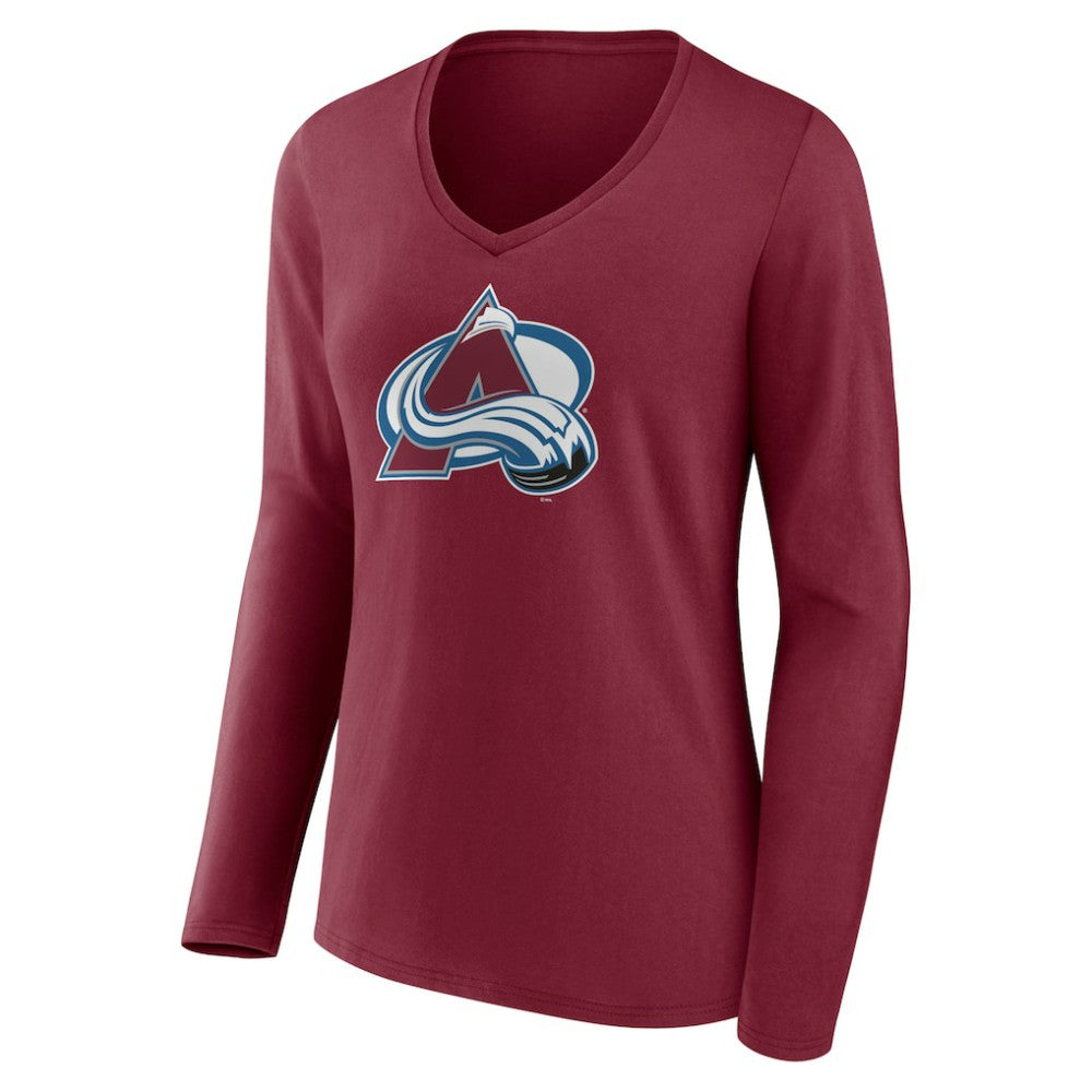 Colorado Avalanche - Women's Team Logo Long Sleeve V-Neck T-Shirt Burgundy