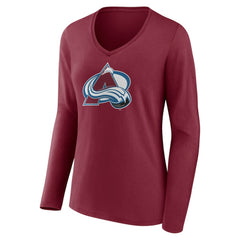 Colorado Avalanche - Women's Team Logo Long Sleeve V-Neck T-Shirt Burgundy