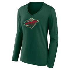 Minnesota Wild - Women's Team Logo Long Sleeve V-Neck T-Shirt Green