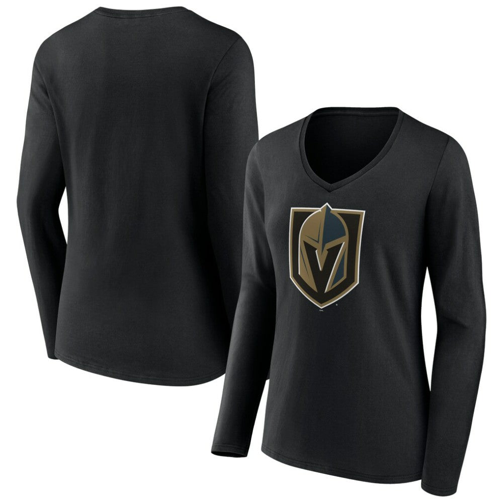 Vegas Golden Knights Women's Team Logo Long Sleeve V-Neck T-Shirt Black