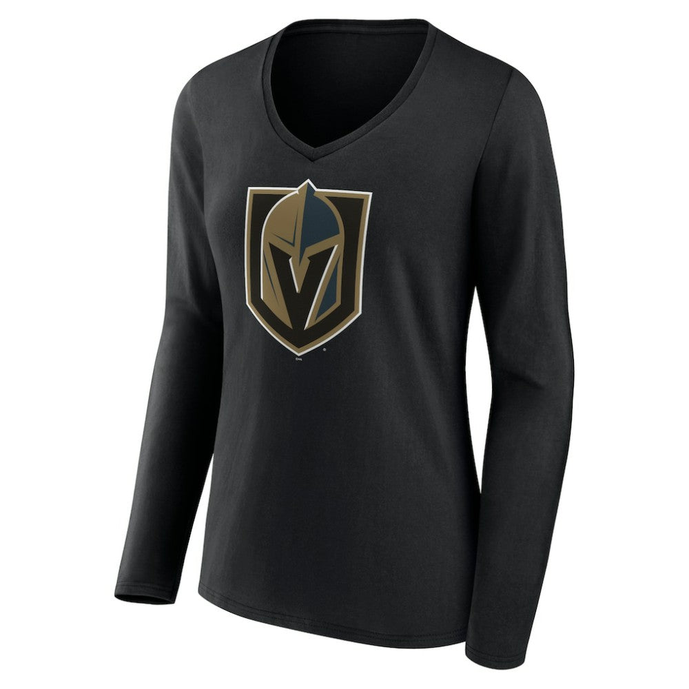 Vegas Golden Knights Women's Team Logo Long Sleeve V-Neck T-Shirt Black