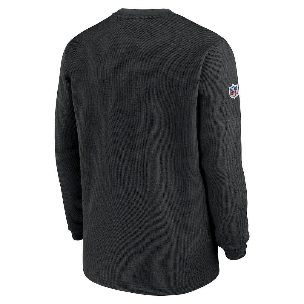 New Orleans Saints 2023 Sideline Throwback Heavy Brushed Waffle Long Sleeve Top Black - Nike