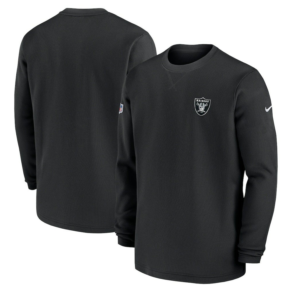 Las Vegas Raiders 2023 Sideline Throwback Heavy Brushed Waffle Long Sleeve Top Black - Nike