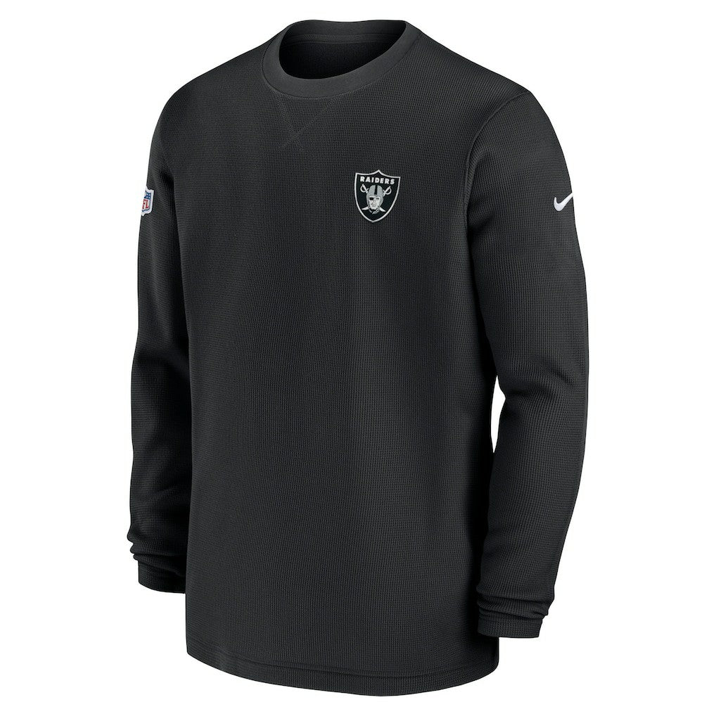 Las Vegas Raiders 2023 Sideline Throwback Heavy Brushed Waffle Long Sleeve Top Black - Nike