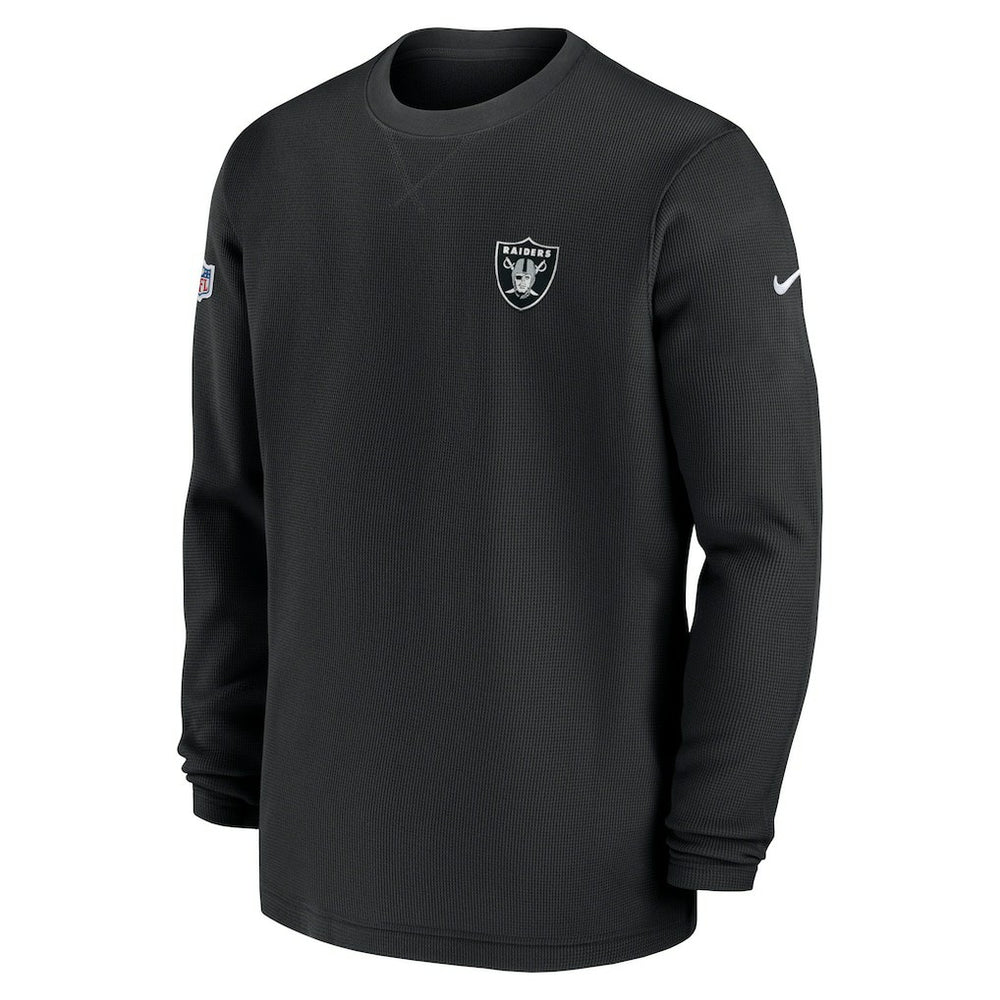 Las Vegas Raiders 2023 Sideline Throwback Heavy Brushed Waffle Long Sleeve Top Black - Nike