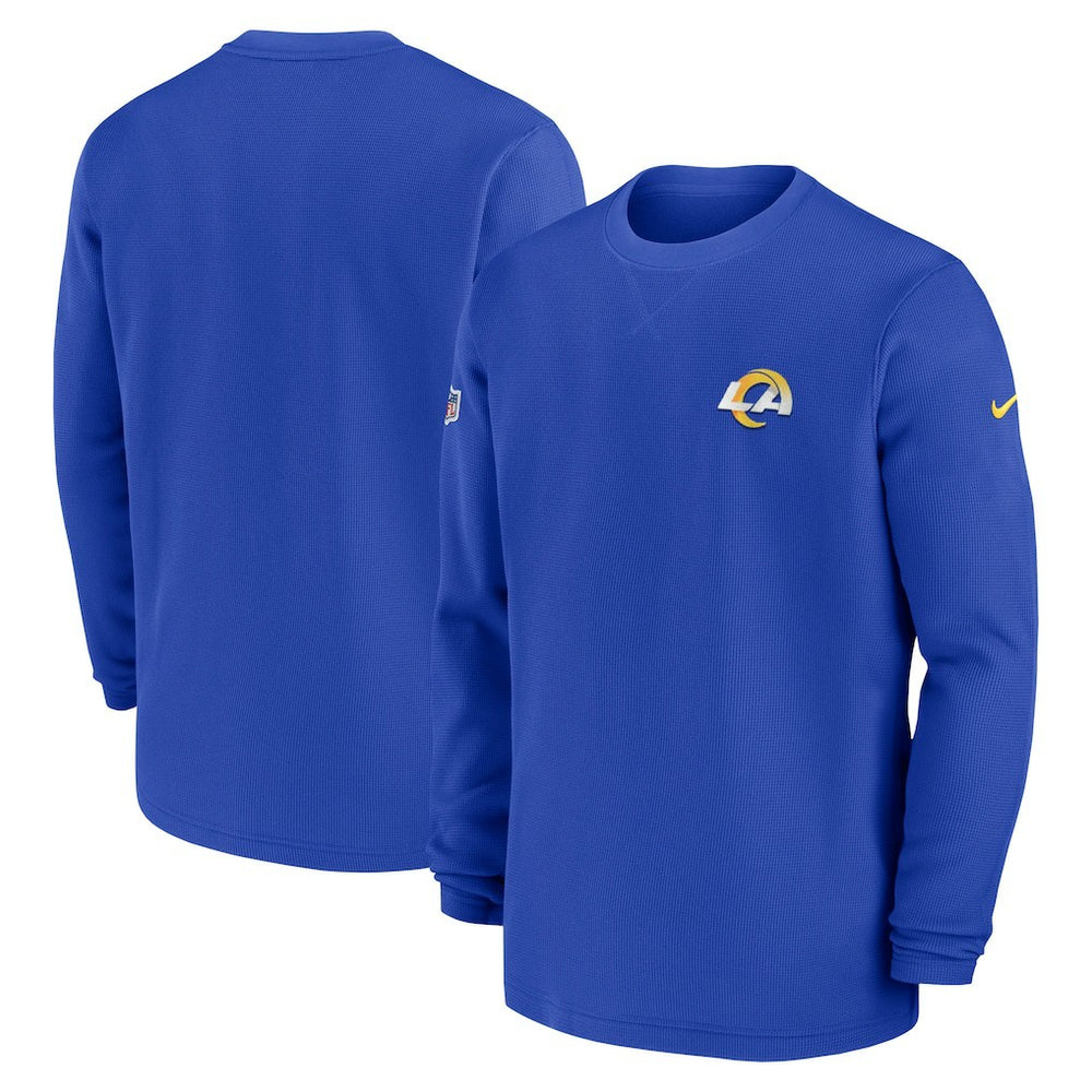 Los Angeles Rams 2023 Sideline Throwback Heavy Brushed Waffle Long Sleeve Top Royal - Nike