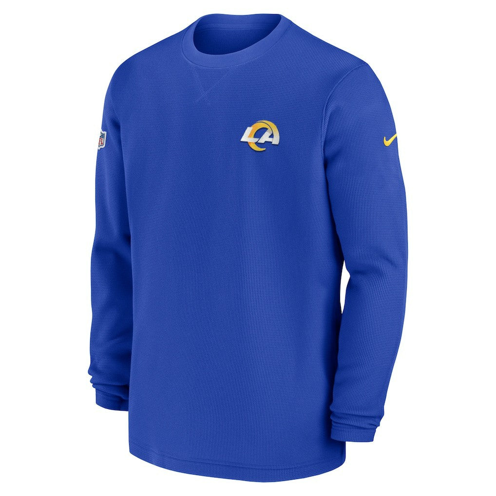 Los Angeles Rams 2023 Sideline Throwback Heavy Brushed Waffle Long Sleeve Top Royal - Nike