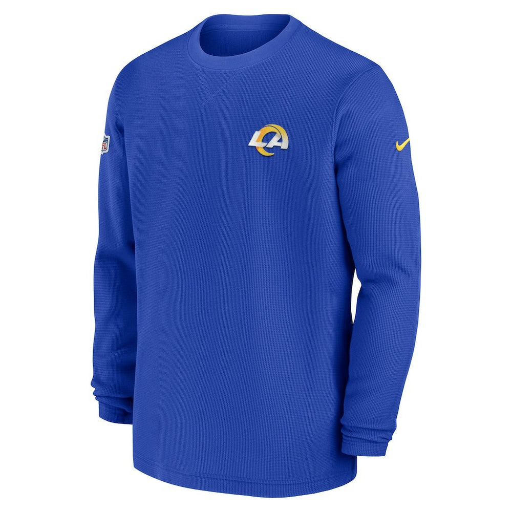 Los Angeles Rams 2023 Sideline Throwback Heavy Brushed Waffle Long Sleeve Top Royal - Nike