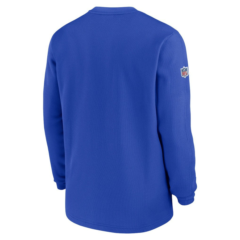 Los Angeles Rams 2023 Sideline Throwback Heavy Brushed Waffle Long Sleeve Top Royal - Nike