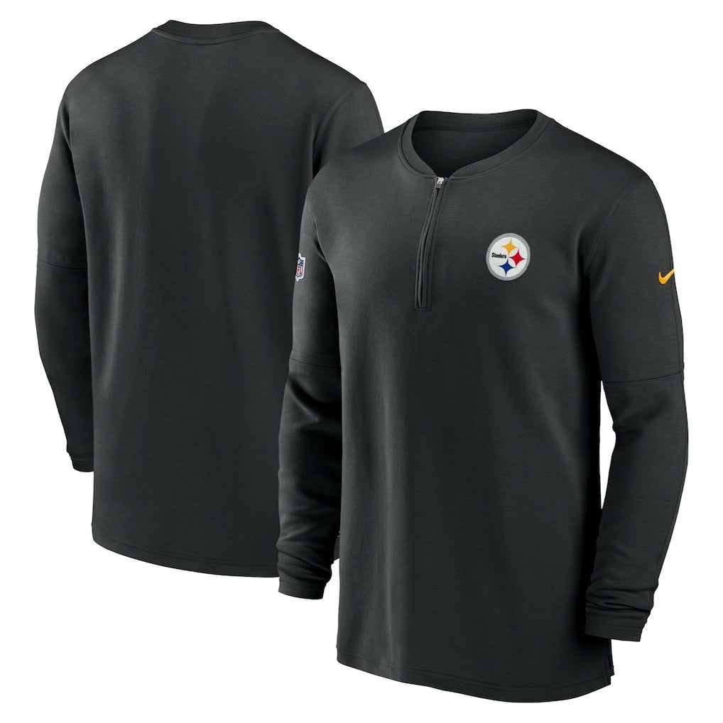 Pittsburgh Steelers 2023 Sideline Performance Long Sleeve Tri-Blend Quarter-Zip Top Black - Nike