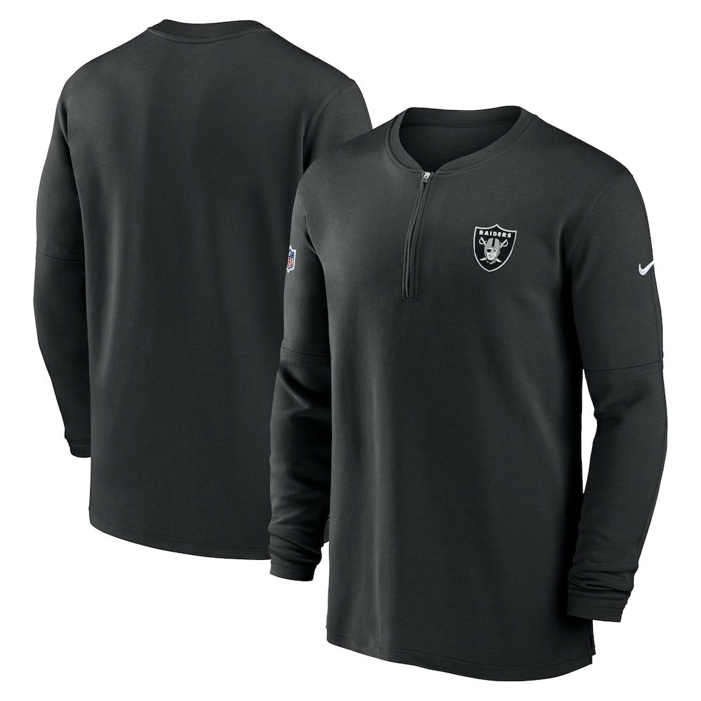 Las Vegas Raiders 2023 Sideline Performance Long Sleeve Tri-Blend Quarter-Zip Top Black - Nike