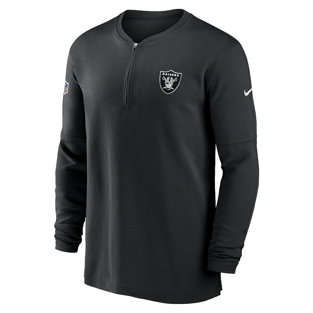 Las Vegas Raiders 2023 Sideline Performance Long Sleeve Tri-Blend Quarter-Zip Top Black - Nike