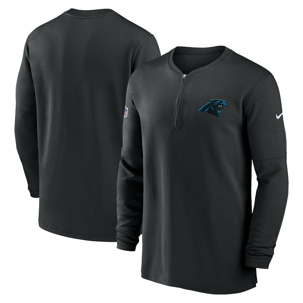 Carolina Panthers 2023 Sideline Performance Long Sleeve Tri-Blend Quarter-Zip Top Black - Nike