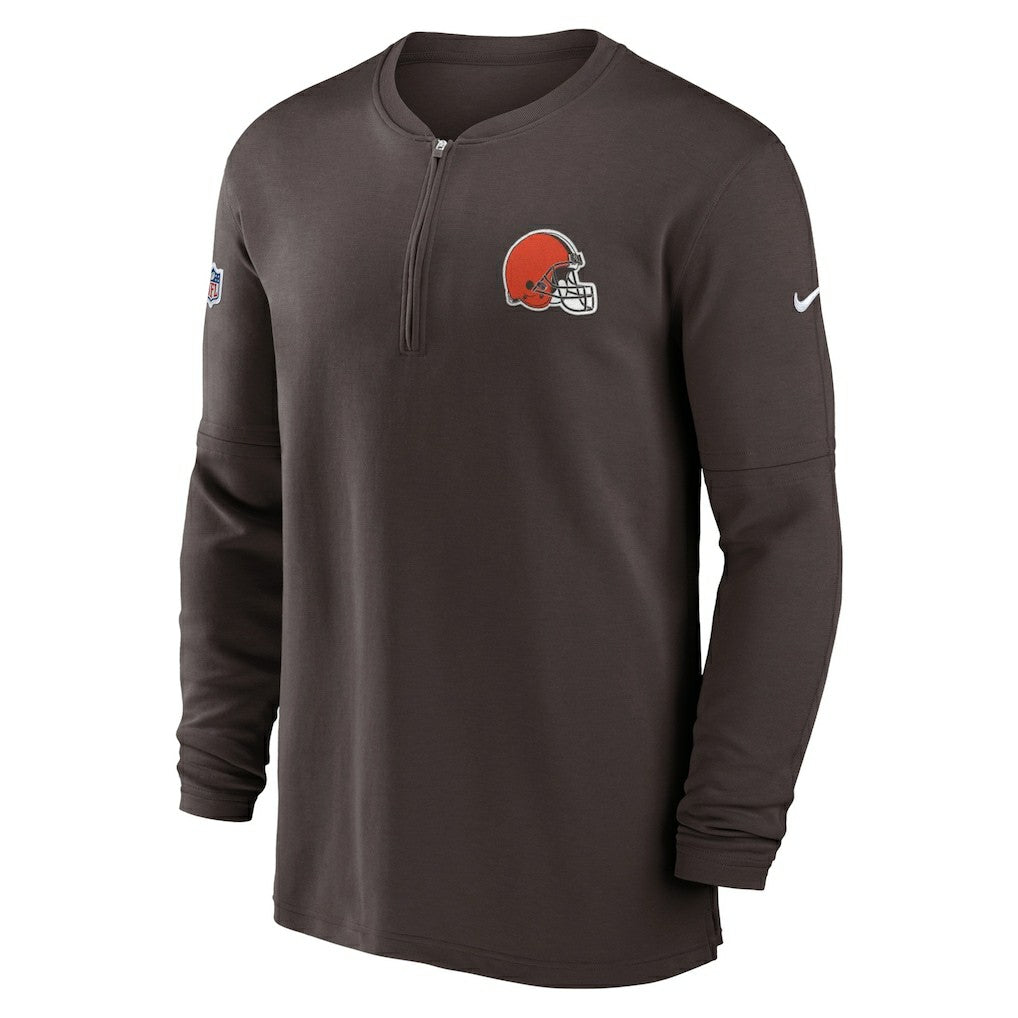 Cleveland Browns 2023 Sideline Performance Long Sleeve Tri-Blend Quarter-Zip Top Brown - Nike