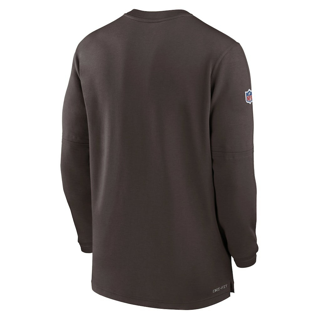Cleveland Browns 2023 Sideline Performance Long Sleeve Tri-Blend Quarter-Zip Top Brown - Nike