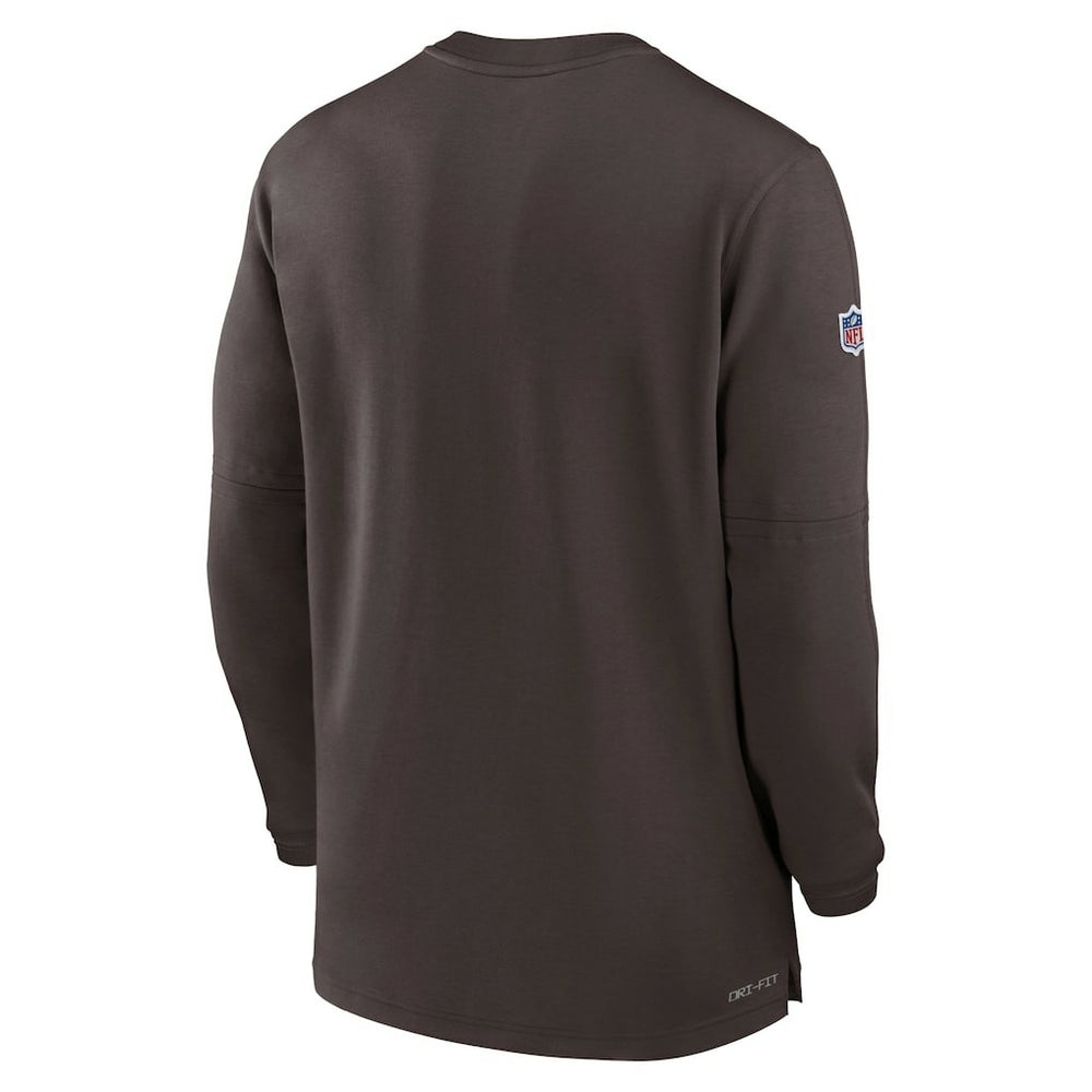 Cleveland Browns 2023 Sideline Performance Long Sleeve Tri-Blend Quarter-Zip Top Brown - Nike