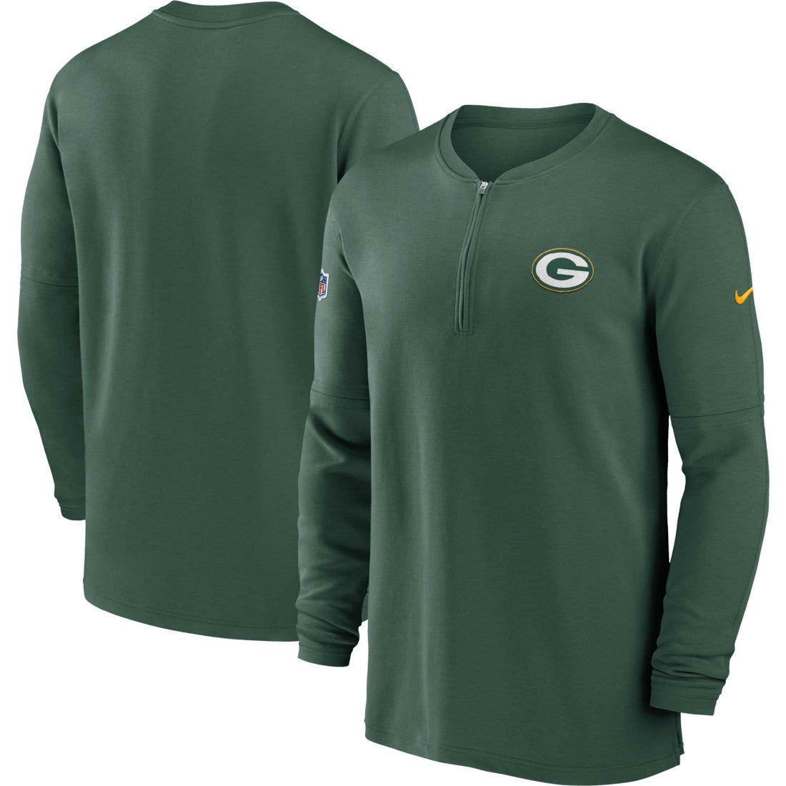 Green Bay Packers 2023 Sideline Performance Long Sleeve Tri-Blend Quarter-Zip Top Green - Nike