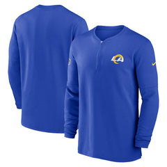 Los Angeles Rams 2023 Sideline Performance Long Sleeve Tri-Blend Quarter-Zip Top Royal - Nike
