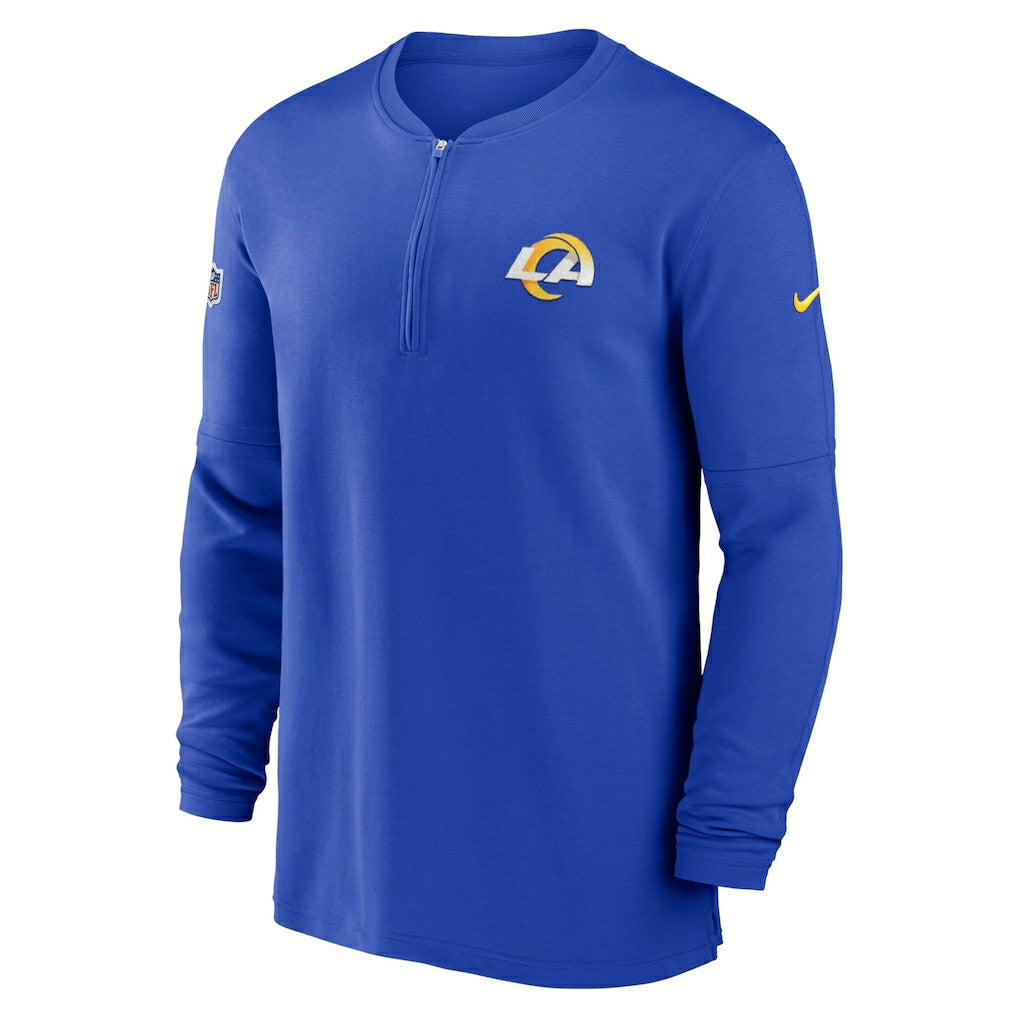 Los Angeles Rams 2023 Sideline Performance Long Sleeve Tri-Blend Quarter-Zip Top Royal - Nike
