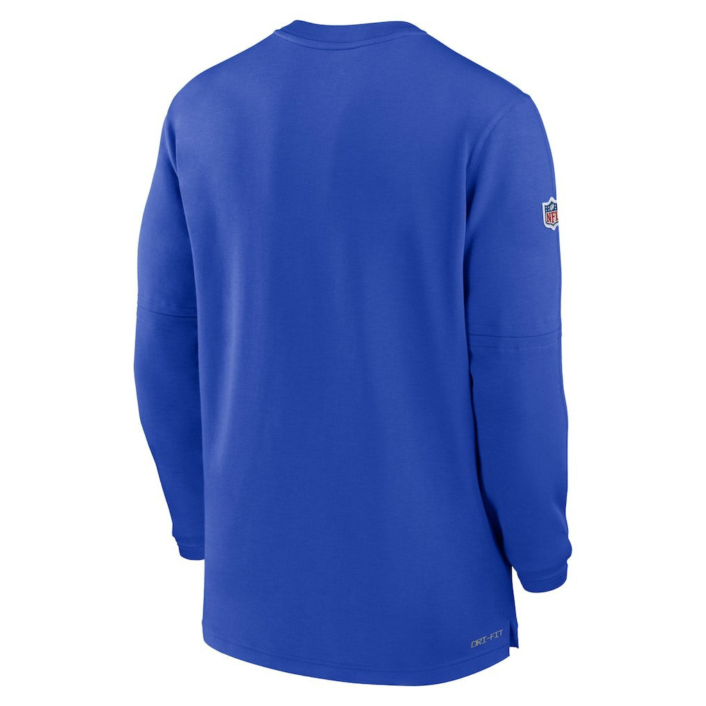 Los Angeles Rams 2023 Sideline Performance Long Sleeve Tri-Blend Quarter-Zip Top Royal - Nike
