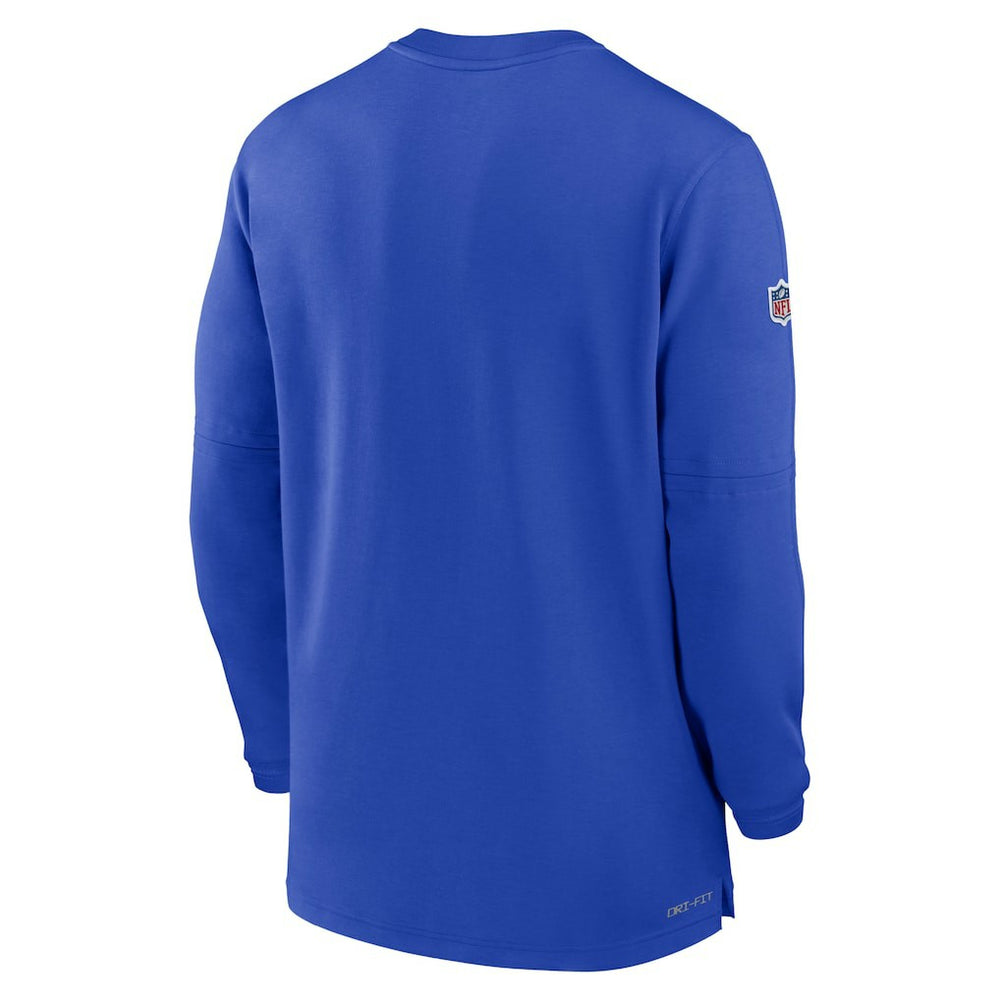 Los Angeles Rams 2023 Sideline Performance Long Sleeve Tri-Blend Quarter-Zip Top Royal - Nike
