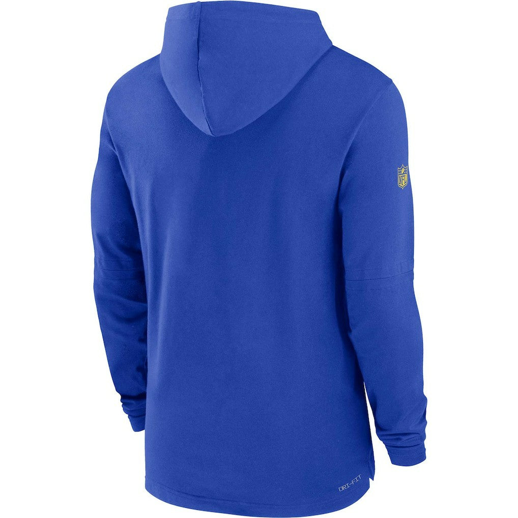 Los Angeles Rams Sideline Performance Long Sleeve Hoodie T-Shirt Royal - Nike