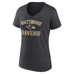 Baltimore Ravens Women's Victory Arch Team V-Neck T-Shirt Charcoal - NFL