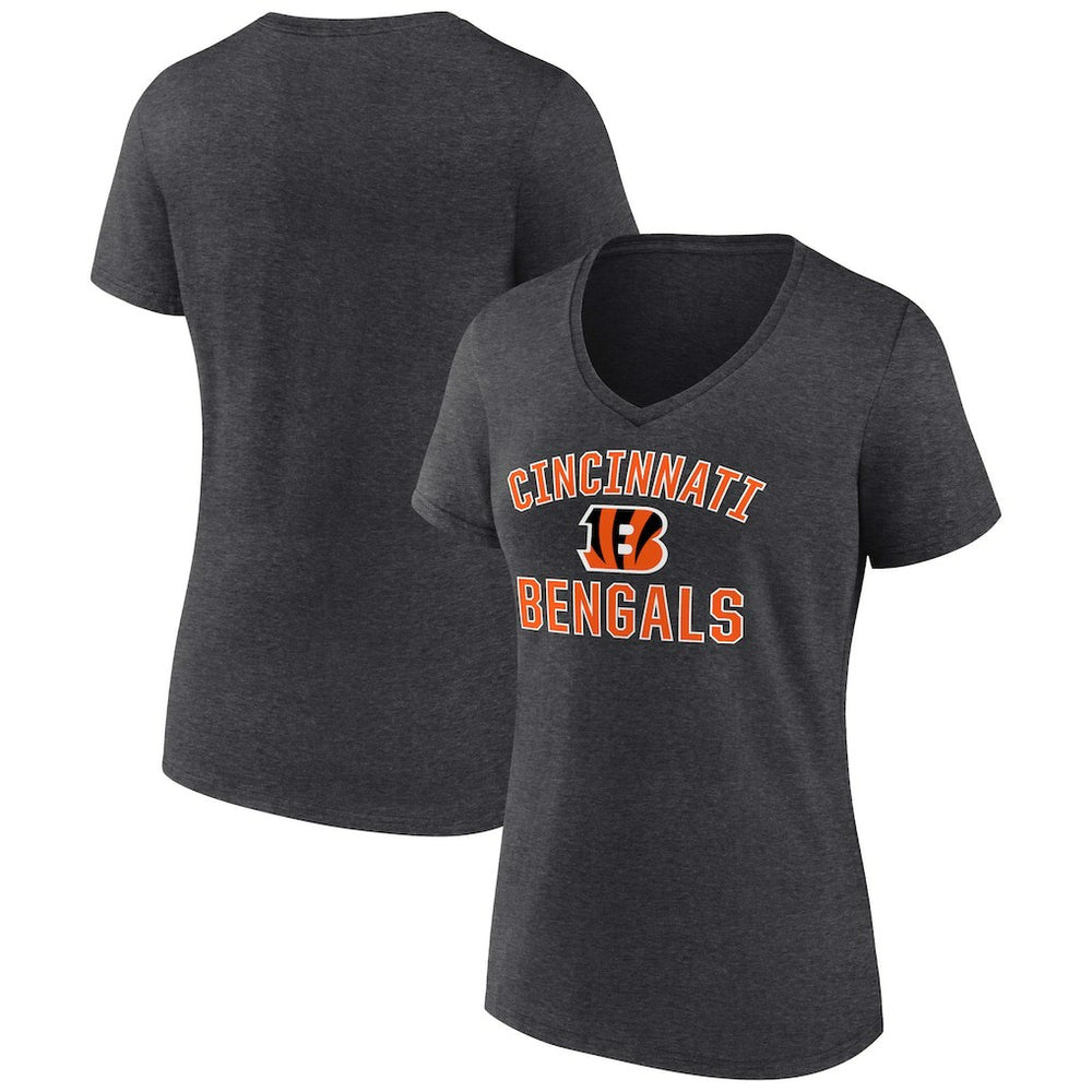 Cincinnati Bengals Women's Victory Arch Team V-Neck T-Shirt Charcoal - NFL