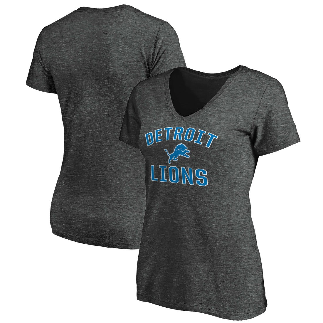 Detroit Lions Women's Victory Arch Team V-Neck T-Shirt Charcoal - NFL