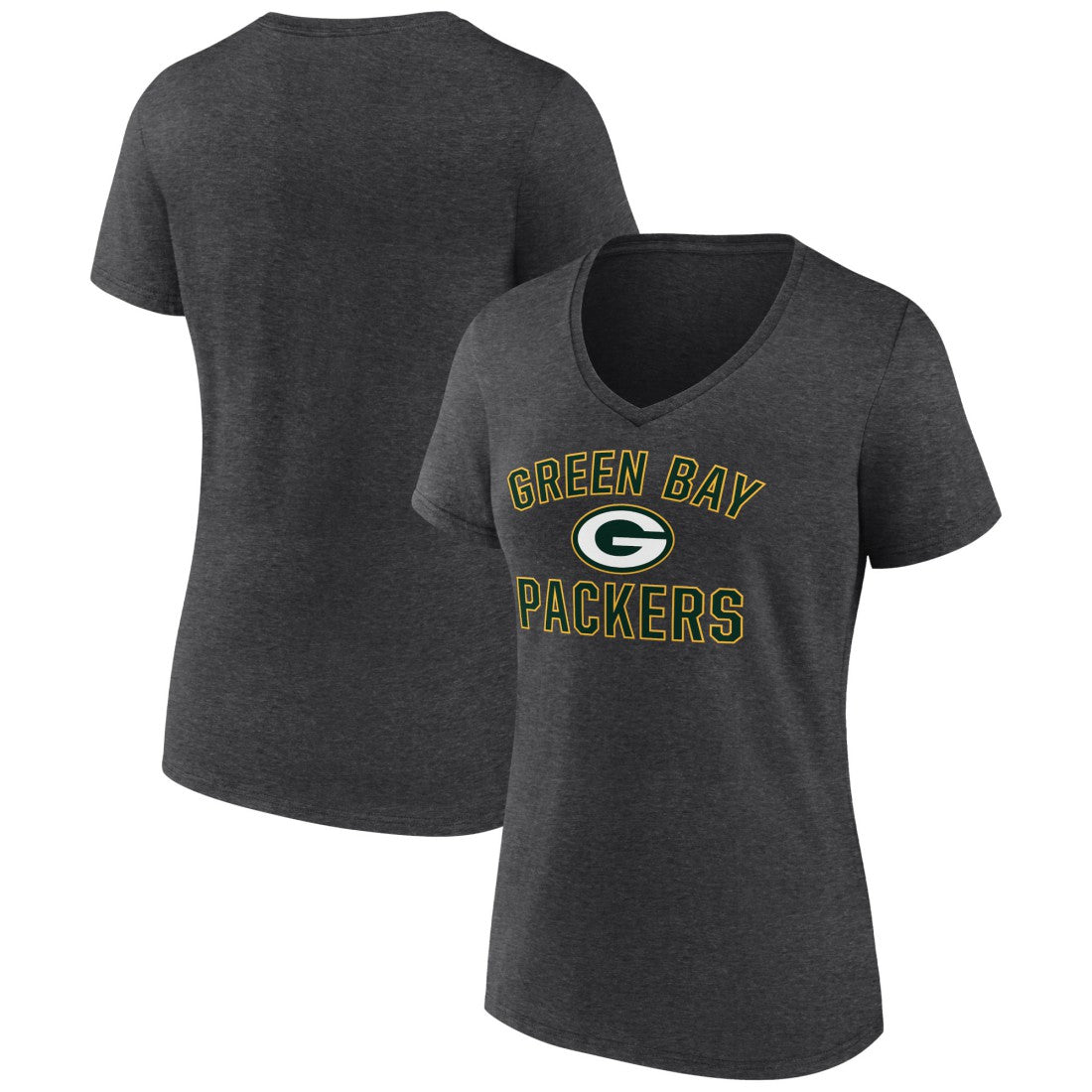 Green Bay Packers Women's Victory Arch Team V-Neck T-Shirt Charcoal - NFL