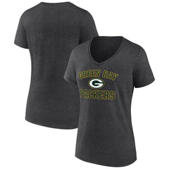 Green Bay Packers Women's Victory Arch Team V-Neck T-Shirt Charcoal - NFL