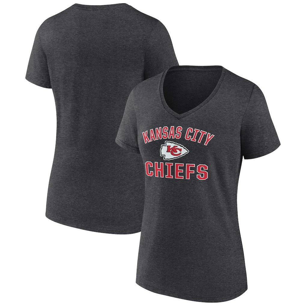 Kansas City Chiefs Women's Victory Arch Team V-Neck T-Shirt Charcoal - NFL