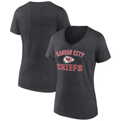 Kansas City Chiefs Women's Victory Arch Team V-Neck T-Shirt Charcoal - NFL