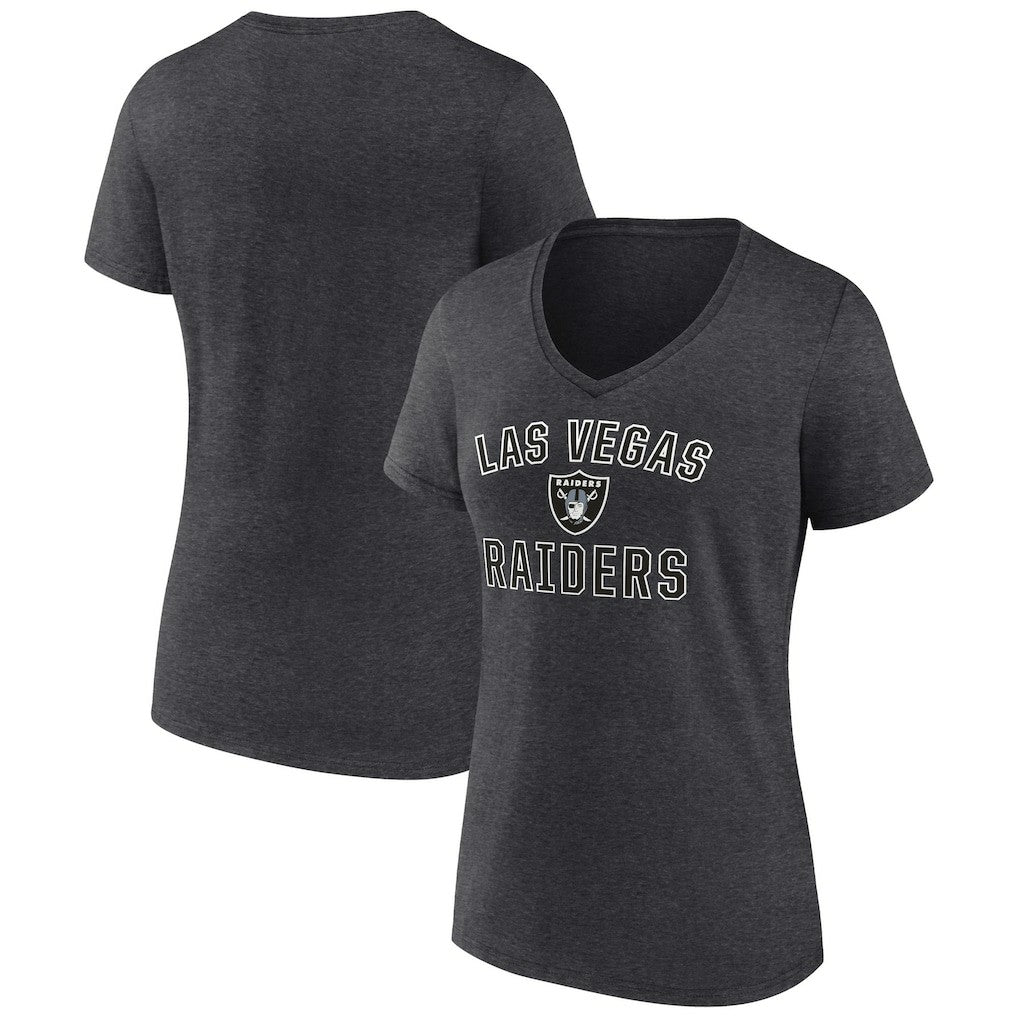 Las Vegas Raiders Women's Victory Arch Team V-Neck T-Shirt Charcoal - NFL