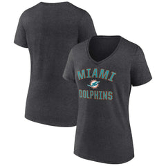 Miami Dolphins Women's Victory Arch Team V-Neck T-Shirt Charcoal - NFL