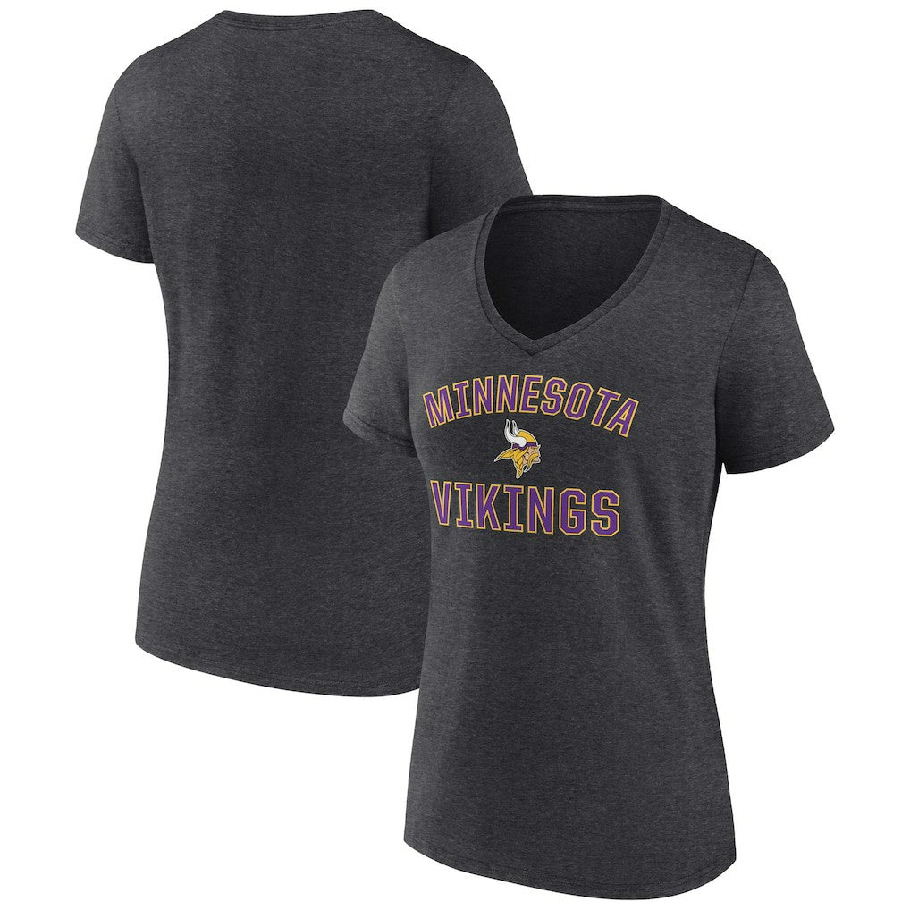 Minnesota Vikings Women's Victory Arch Team V-Neck T-Shirt Charcoal - NFL