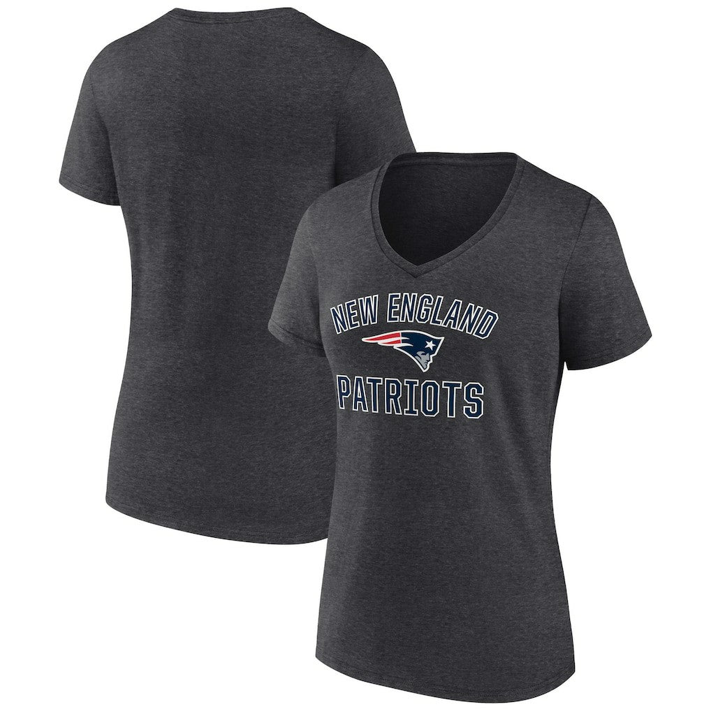 New England Patriots Women's Victory Arch Team V-Neck T-Shirt Charcoal - NFL