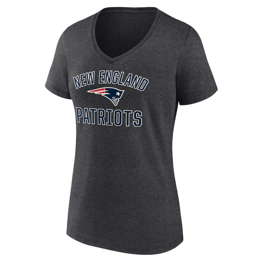 New England Patriots Women's Victory Arch Team V-Neck T-Shirt Charcoal - NFL