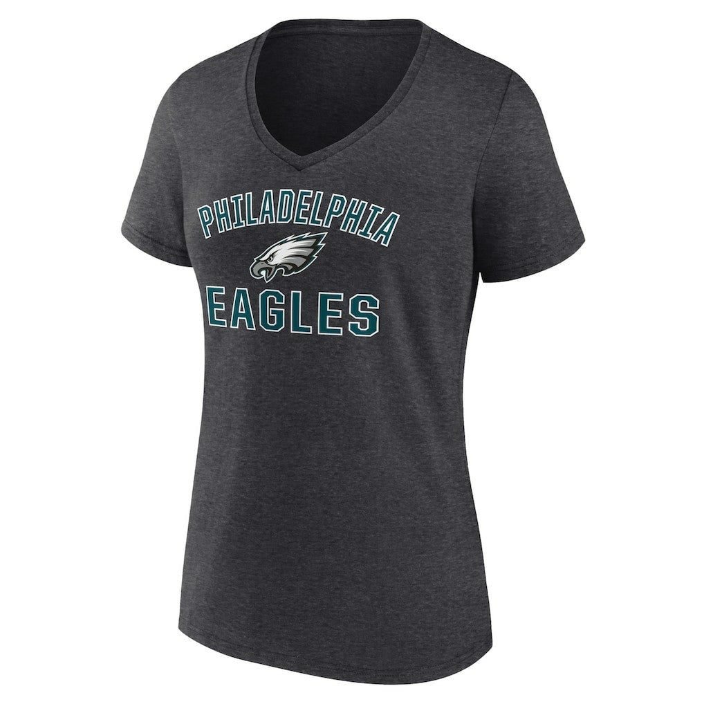Philadelphia Eagles Women's Victory Arch Team V-Neck T-Shirt Charcoal - NFL