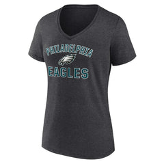 Philadelphia Eagles Women's Victory Arch Team V-Neck T-Shirt Charcoal - NFL