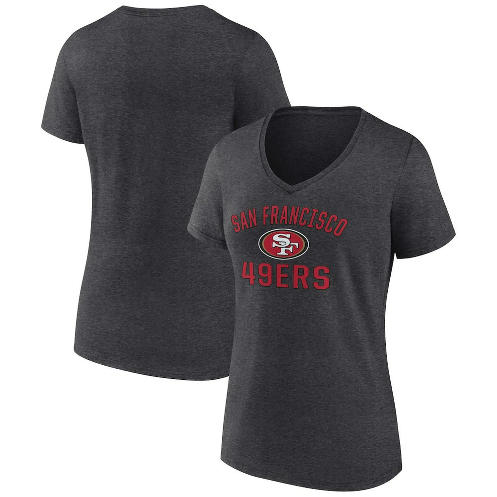 San Francisco 49ers Women's Victory Arch Team V-Neck T-Shirt Charcoal - NFL