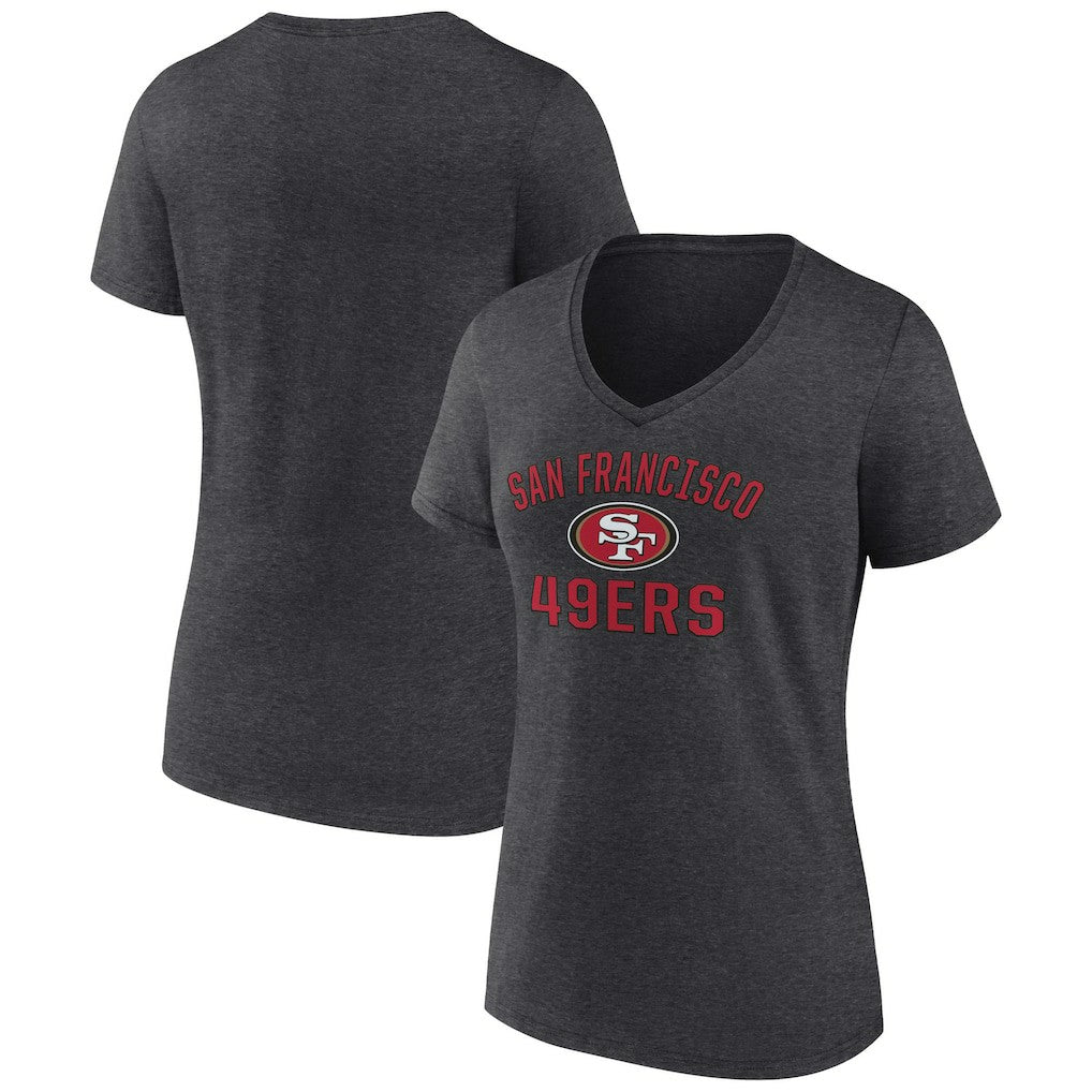 San Francisco 49ers Women's Victory Arch Team V-Neck T-Shirt Charcoal - NFL