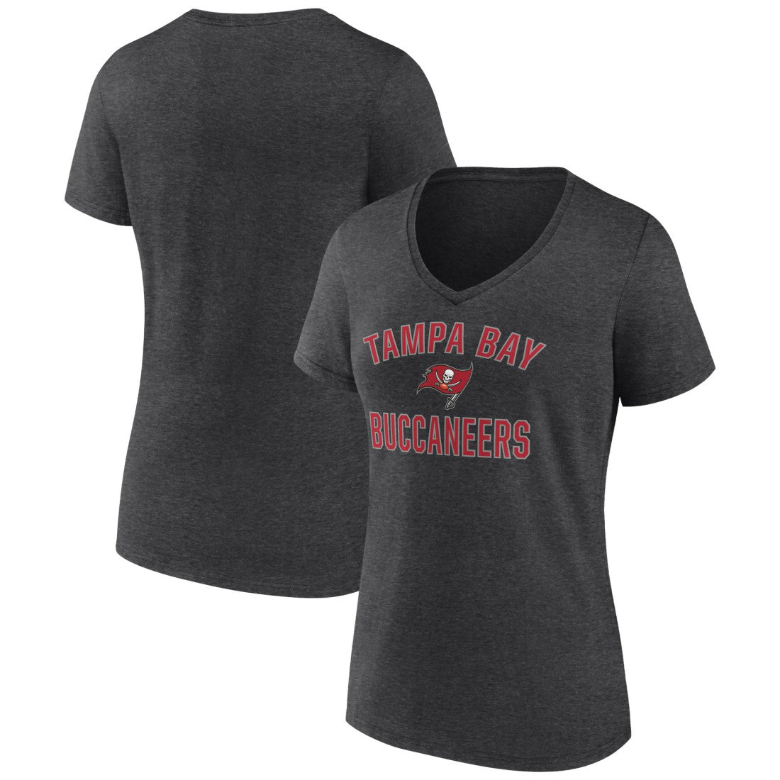 Tampa Bay Buccaneers Women's Victory Arch Team V-Neck T-Shirt Charcoal - NFL