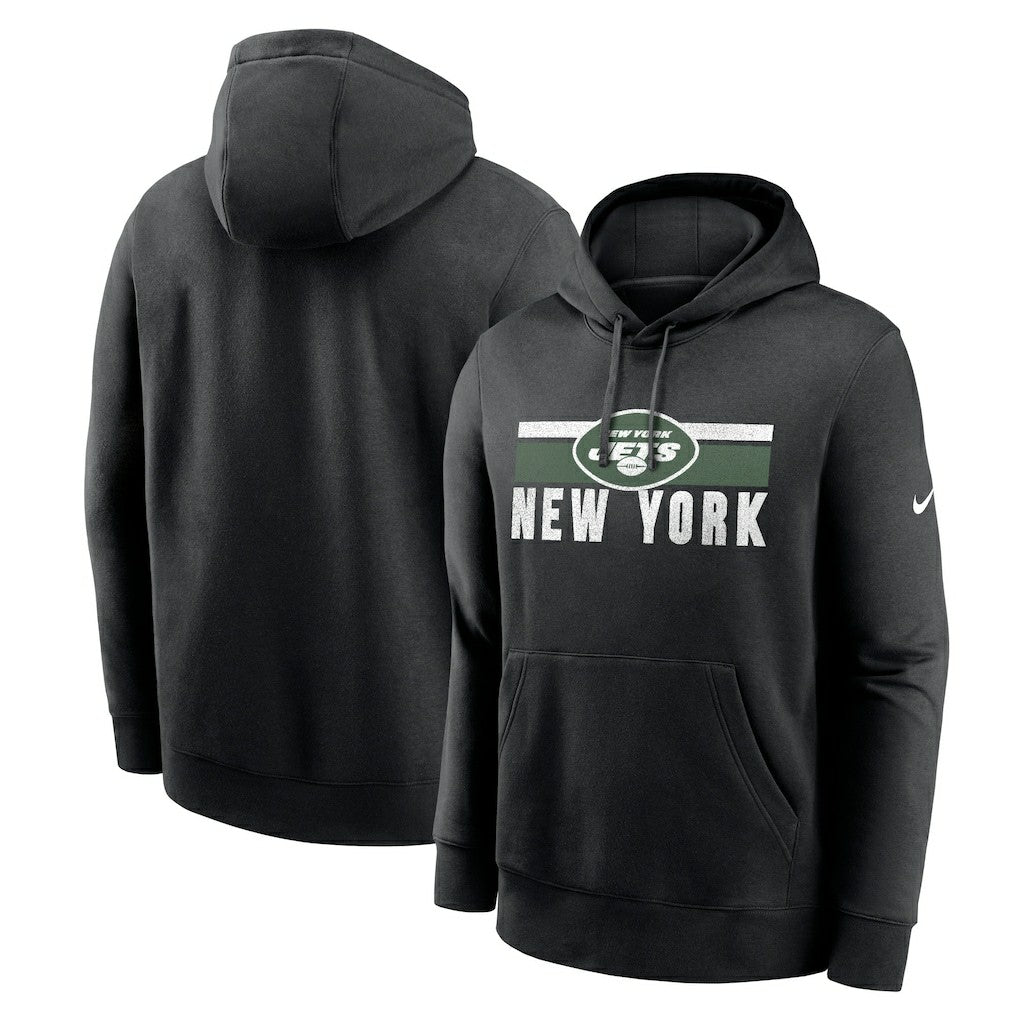 New York Jets Club Fleece Pullover Hoodie Black - Nike